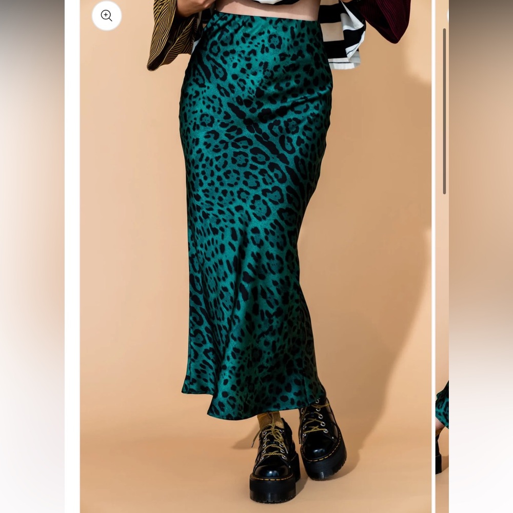 Emerald leopard satin skirt Dressed in LaLa